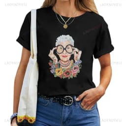 Thank You Iris Apfel Women Summer Print Cartoon T-shirt Loose Casual Harajuku Cotton Short Sleeve O-Neck Female T-shirt Tops