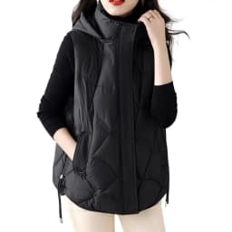 Fall Winter Vest Coat Stylish Women's Cotton Vest with Stand Collar Hooded Sleeveless Design Loose Fit Solid Color for Women