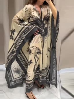 Bohemian Female Round Neck Print Maxi Dress Summer Women Half Sleeve Loose Party Dress Ladies Casual Beach Style Dress Vestido