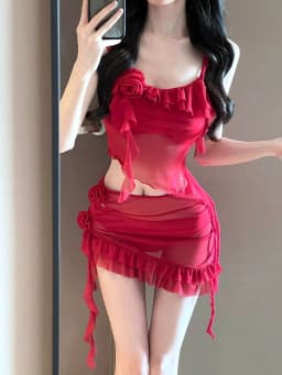 Flower Top and Hip-hugging Short Skirt Set, European and American Summer Temperament, Slim Fit, Fashionable and Casual