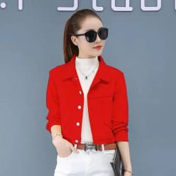 Jeans Jacket and Coats for Women 2021 Autumn Casual Short Denim Jacket Pink Yellow Pockets Lady Denim Coat Outerwear Clothes