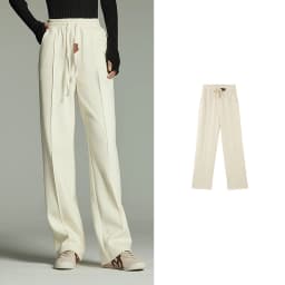 Toyouth Women Plush Thicken Sweatpant 2024 Winter Drawstring Waist Straight Loose Wide-leg Trousers Casual Apricot Black Pants