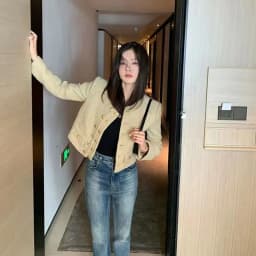Lucyever Vintage Women's Tweed Jackets Elegant Chic Double-Breasted with Pocket Jacket Ladies Korean Fashion O-Neck Short Coat