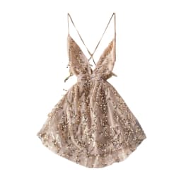 V sequined advanced evening dress sexy high waist thin sleeveless back dress summer