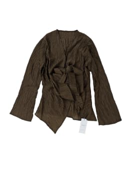 CHEERART Brown Pleate Elegant 2 Piece Sets Women Outfit V Neck Long Sleeve Cardigan Top And Maxi Skirt Set Fall Clothes