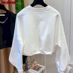 Design Pocket Pullovers Women Short Hem Drawstring Tops Spring Autumn Trend Pullover Korean Style Fashion Loose Sweatshirt Woman