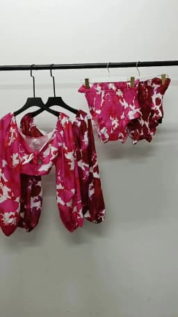 TWOTWINSTYLE Sexy Two Piece Set For Women Square Collar Long Sleeve Tops High Waist Shorts Print Colorblock Sets Female Clothes