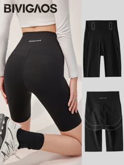 BIVIGAOS Summer High Waist Tight-Fitting Butt Lifter Shark Cycling Shorts Women Knee-Length Sports Fitness Biker Shorts Leggings