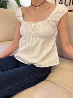 Sweet Lace-up Camisoles Blouse Women Summer Lace Trim Square Collar Short Sleeve White Tank Tops Preppy Style Cute Crop Top Y2k