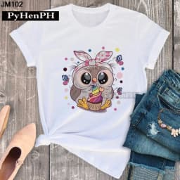 Simple Fashion Owl Youth Summer T-shirt Men's and Women's Short Sleeve Fashion Short Sleeve T-shirt Oversized T Shirt Tops Tee
