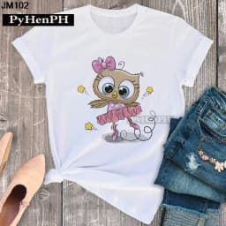 Simple Fashion Owl Youth Summer T-shirt Men's and Women's Short Sleeve Fashion Short Sleeve T-shirt Oversized T Shirt Tops Tee