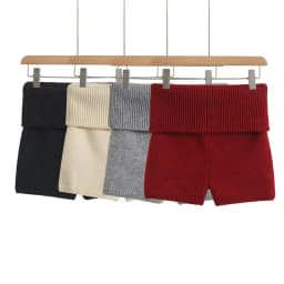 Women's Fold Over Waist Knitted Shorts, Knit Shorts