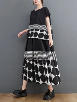 Oversized Vintage Print Loose 2 Two Piece Set Summer Short Sleeve Casual T Shirt Women T-shirt Fashion Clothing Skirt Suit 2026