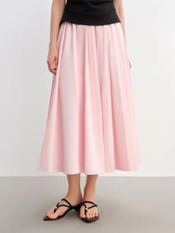 DUSHU Plus Size Women Clothing Simple 3D Pleated Skirt for Plus-sized Women Umbrella Hem Slimming Long Dress 25DS82957+25DS88006