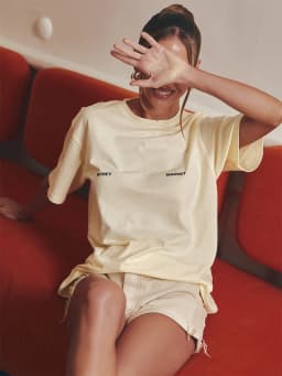 Large Size Women's T-Shirt in Soft Yellow With MONEY MAGNET Print Casual Slogan Summer Cotton Tee Drop Shipping