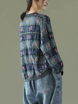 Amax LuluE 2025 Summer Womens Striped Jackets Japan Style Linen Printed Coats Ladies Vintage Loose Clothes Buttons Basic Jacket