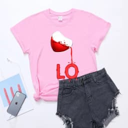 King Queen Couples T Shirt Pour Heart Print Couple Tshirt Summer Fashion Woman T-shirt Casual O-Neck Tops Lovers Tee Shirt