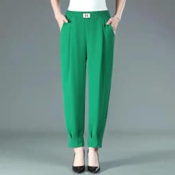 2026 Spring Autumn New White Office Lady Elastic Waist Harem Pants Fashion Solid Color Loose Straight Pockets Women's Clothing