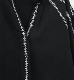 KEYANKETIAN Spring New Ethnic Style Embroidered Lantern Sleeve Black Shirt Women's V-Neck Long-Sleeved Pullover Smock