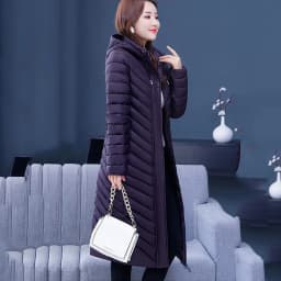 NEW Middle-aged Womens Down Cotton Coat Winter Long Warm Quilted Cotton Jacket Female Casual Hooded Parka Overcoat Purple 5XL