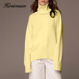 Hirsionsan Chic Turtle Neck Autumn Winter Sweater Women Soft Warm Basic Knitted Pullover 12 Colors Loose Casual Female Jumper