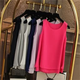 Women Tank Top White Blue Red Chiffon Summer O Neck Sleeveless Tops Vest Shirts Female Office Work Tops Fashion Clothing