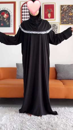 2023 Muslim Solid Cotton Abaya For Women Ramadan Prayer Garment Joint Hat Dubai Turkey Middle East Femme Robe Floral Loose Dress