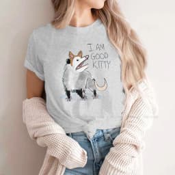 I AM GOOD KITTY Design Classic 5XL TShirt Opossum Mouse Animal Printing Tops Casual T Shirt Women Tee Unique