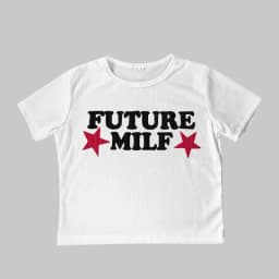 Vintage Sexy Star Future Milf Graphic Print Tank Top Women American Retro Y2k Crop Tops Short Sleeve T-shirts Streetwear