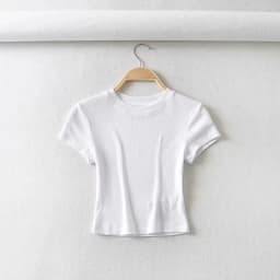 Summer Sexy Women O-neck Short-sleeve T-shirt Slim Elastic Skinny Crop Tops