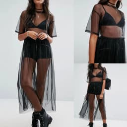 Sexy Women Party Evening Black See Through Mesh Dress Sheer Maxi Dress Tulle Lace long Dress Casual Sexy Party Vintage Bodycon