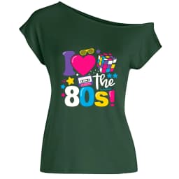 XUANSHOW 2024 Summer I Love the 80s Emotional Element T-shirt Sexy Off Shoulder Tops Short Sleeve Letters Printed Tee Shirt