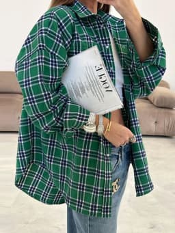 Mumaroho 2023 Autumn Winter Women Vintage Oversized Plaid Shirt Flannel Casual Long Sleeve Loose Fit Blouse Female