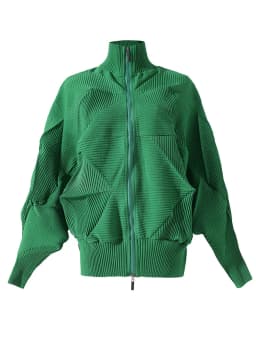 Miyake Pleated Coat High-end Fashion Temperament Women's 2024 New Handmade Flower Bud Bat Sleeve Zipper Cardigan Top