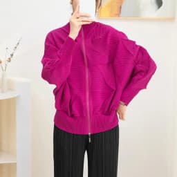 Miyake Pleated Coat High-end Fashion Temperament Women's 2024 New Handmade Flower Bud Bat Sleeve Zipper Cardigan Top