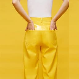 Shiny Red Patent Leather Straight Pants Women High Waist PVC Slim Trousers Ladies Chic Yellow PU Pants Pocket Custom Clubwear