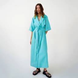 Cotton Linen Long Wrap Summer Dresses Woman Belt Lace Up Notched Office Women Dress A-Line Elegant Slit Dress Robe Femme