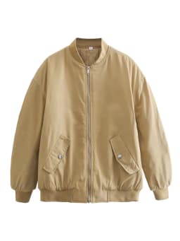 YENKYE 2022 Fashion Women Green Loose Jacket Vintage Long Sleeve Zipper Streetwear Coat Female Autumn Outerwear