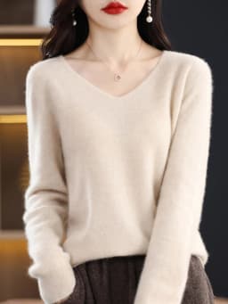 100% Pure Merino Wool Sweater Women V-neck Pullover Autumn /winter Casual Knit Tops Solid Color Regular Female Jacket Hot