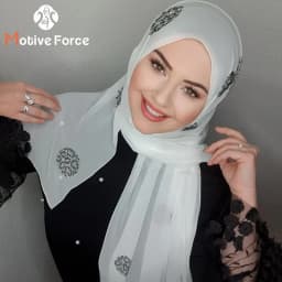 Muslim Instant Turban Rhinestone White Chiffon Hijab Abaya Hijabs For Woman Abayas Jersey Glitter Head Scarf Dress Women Turbans