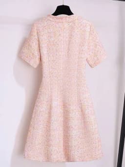 High Quality French Vintage Small Fragrance Tweed Summer Dress Women 2025 Elegant Fashion Chic Slim Waist Short Dresses Vestidos