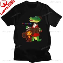 Russian Cartoon Cheburashka Graphic Tshirts Gena The Crocodile Birthday Gift T Shirt Women Kawaii Clothes Ropa Hombre