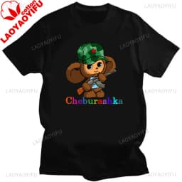 Russian Cartoon Cheburashka Graphic Tshirts Gena The Crocodile Birthday Gift T Shirt Women Kawaii Clothes Ropa Hombre