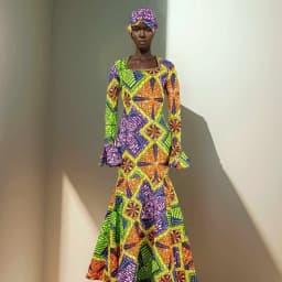 African Dresses for Women 2023 Dashiki Print Ruffles Sleeve Vestido Feminino with Headwrap Party Wedding Dresses Outfits 2425012