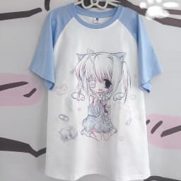 Y2k T Shirts Short Sleeve Women's Subculture Cartoon Print Tops Japanese New Casual Kawaii Harajuku Pulovers Summer Tees