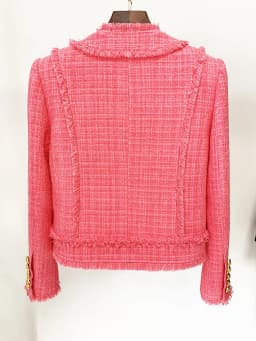 HIGH STREET Newest 2026 Runway Designer Fashion Women's Diamonds Rhinestone Beaded Tassel Tweed Jacket