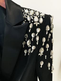HIGH STREET Newest 2026 Designer Jacket Women's Double Breasted Rhinestone Diamonds Beaded Long Blazer Dress
