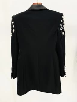 HIGH STREET Newest 2026 Designer Jacket Women's Double Breasted Rhinestone Diamonds Beaded Long Blazer Dress
