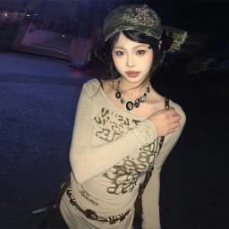 Tonngirls Y2k Vintage T Shirt Women Print Letter Tee Tops Skinny 2000s Japanese Autumn Streetwear Grunge Tops Fairycore Tshirts