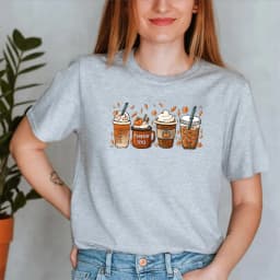 Fall Coffee T Shirt for Women Thanksgiving Retro Short Sleeves Tee Fall Pumpkin Spice Tshirt Trendy Autumn Winter Women Clothes
